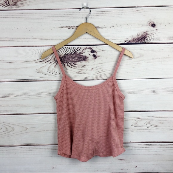 Sky & Sparrow Pink Waffle Knit Tie Front Tank Top - Picture 5 of 7